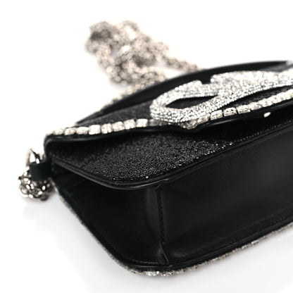 Valentino Garavani Swarovski Crystal Embroidered Vlogo Small Loco Shoulder Bag Crystal Black 7 of 9