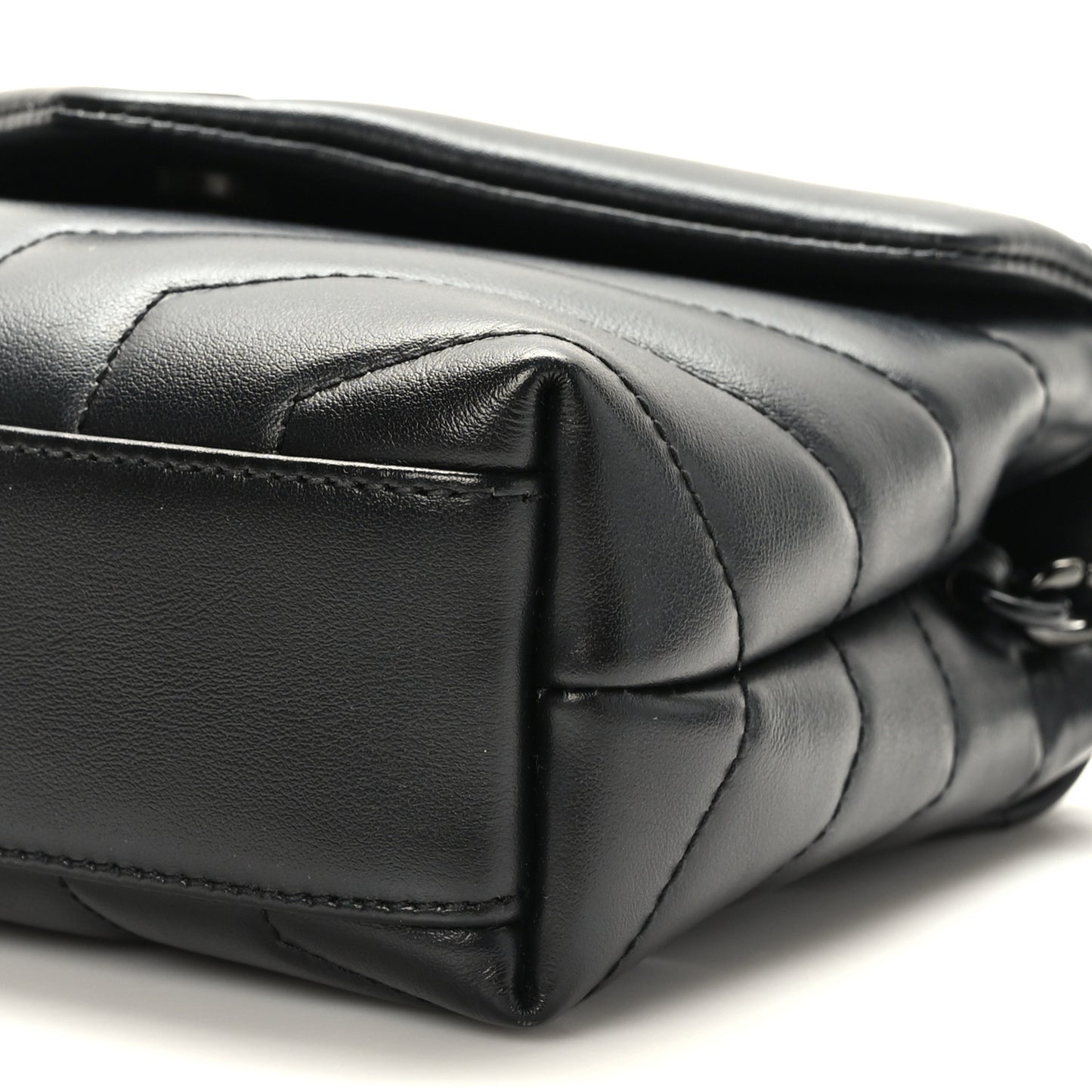 Calfskin Y Quilted Monogram Monochrome Toy Loulou Crossbody Bag Black