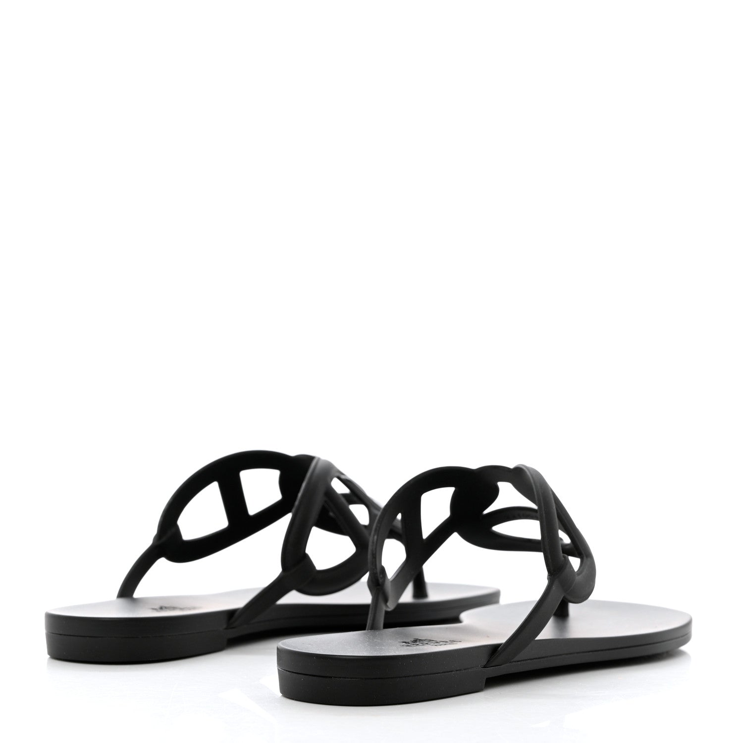 Hermes Rubber Womens Egerie Sandals 38 Black 4 of 9