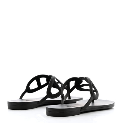 Hermes Rubber Womens Egerie Sandals 38 Black 4 of 9
