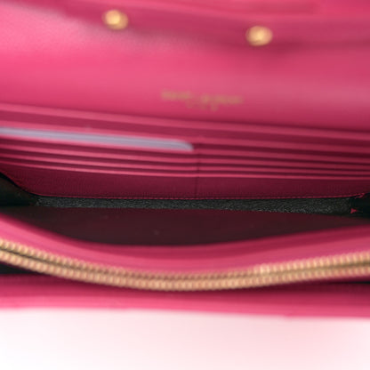 Saint Laurent Grain De Poudre Matelasse Chevron Monogram Chain Wallet Bubblegum 5 of 11
