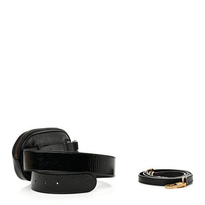 Gucci Patent Rubber Game Patch Logo Convertible Crossbody Belt Bag Black 3 of 9