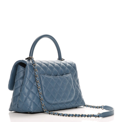 Chanel Caviar Quilted Small Coco Handle Flap Blue 4 of 9