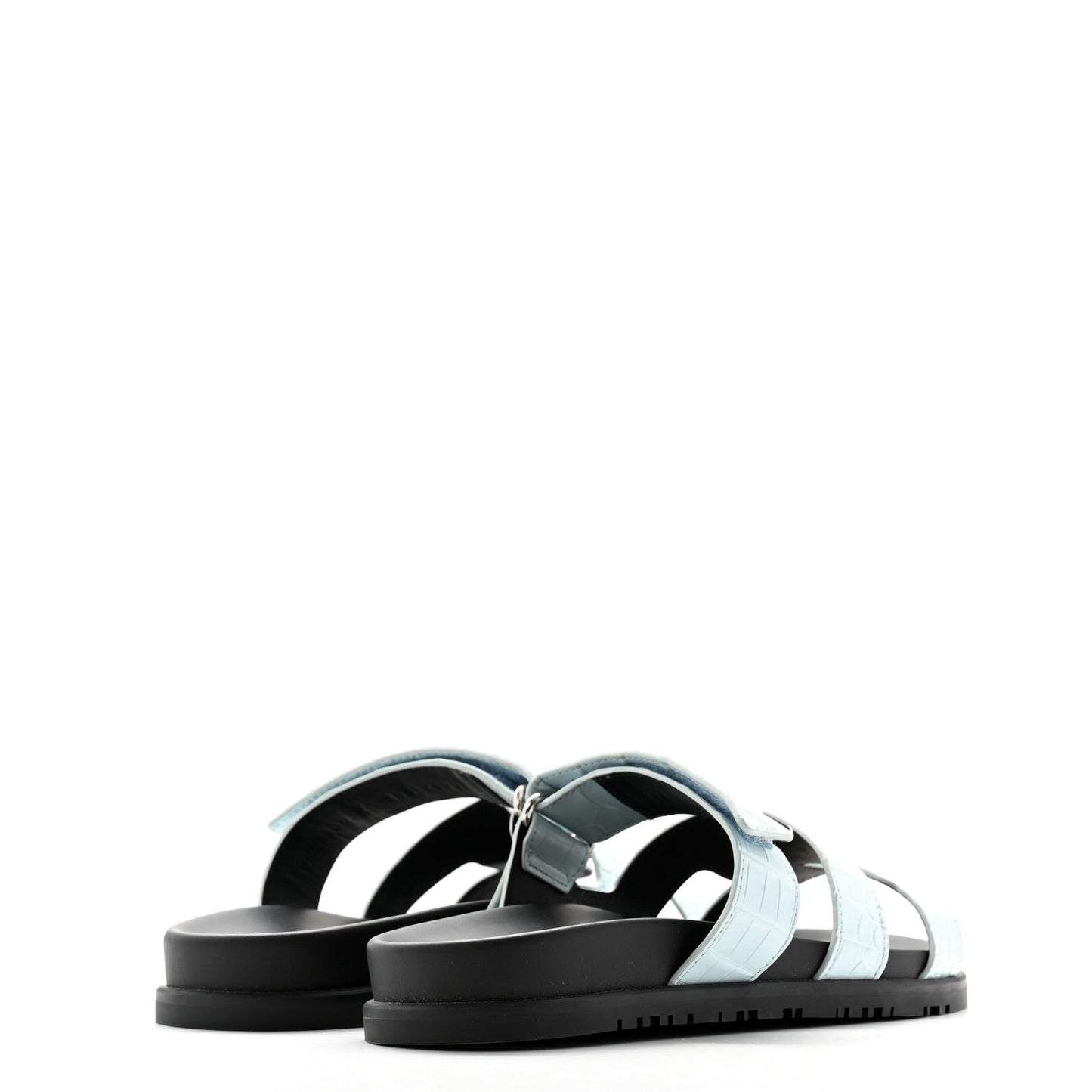 Matte Alligator Womens Chypre Sandals 38.5 Bleu Pastel