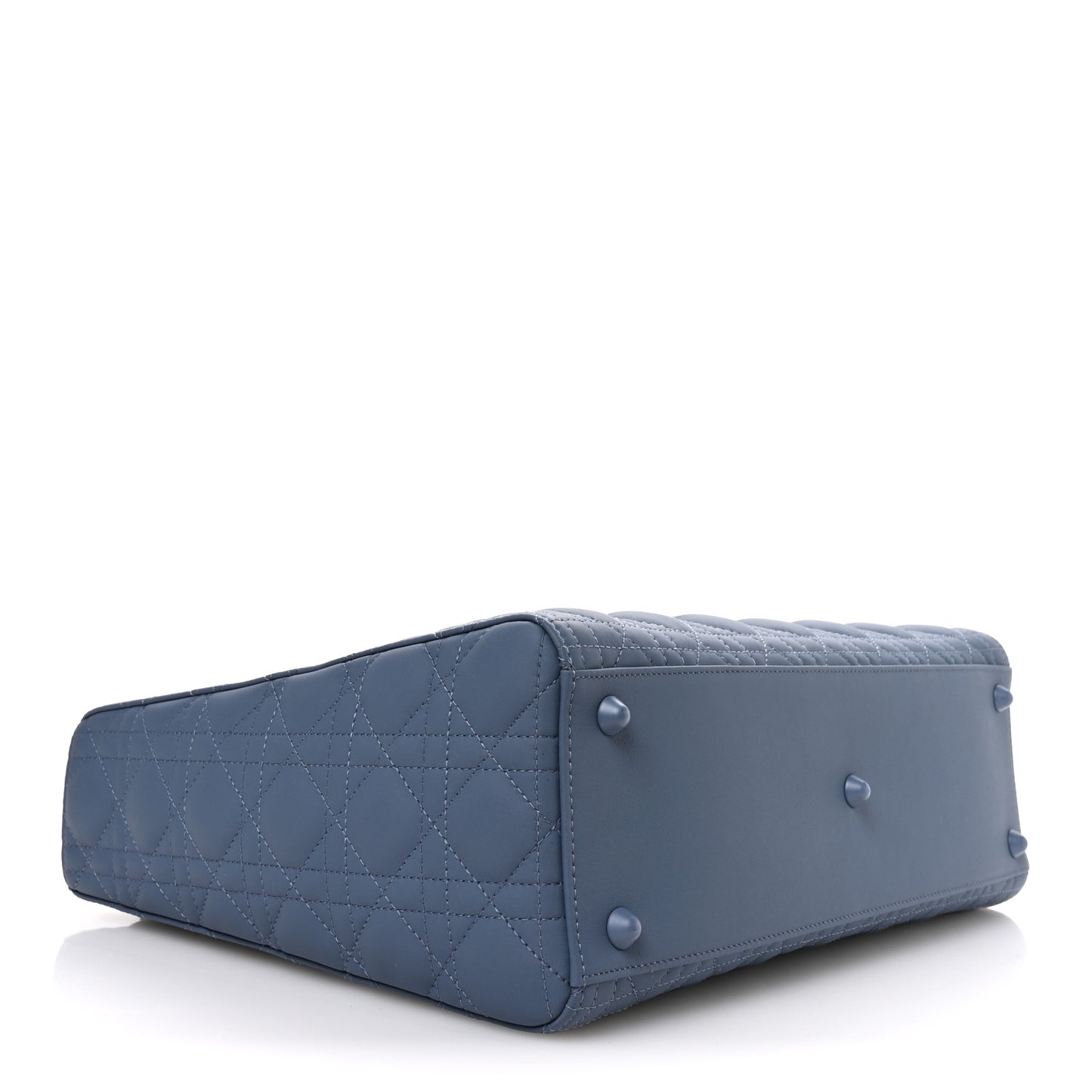 Ultra Matte Calfskin Cannage Large Lady Dior Denim Blue