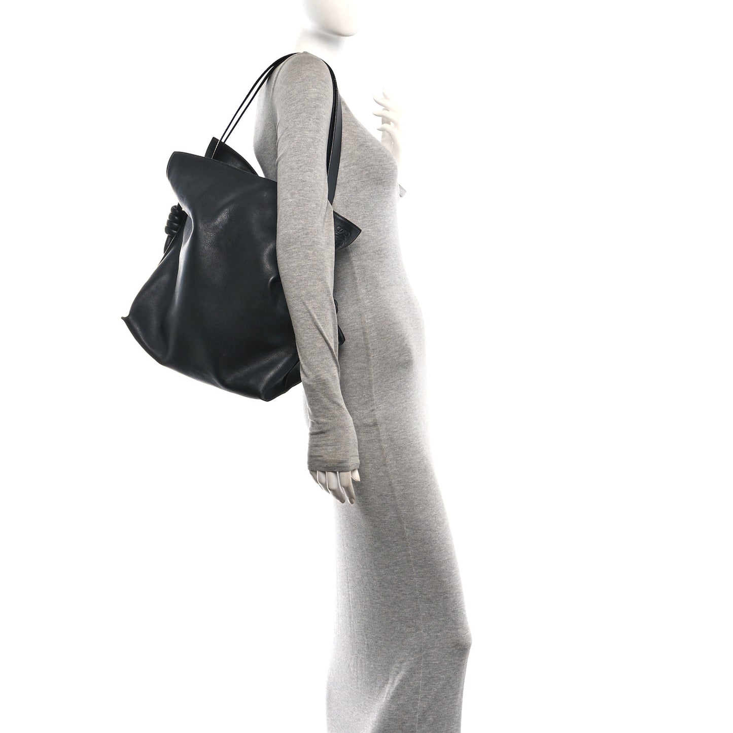 Calfskin Flamenco Knot Bag Black