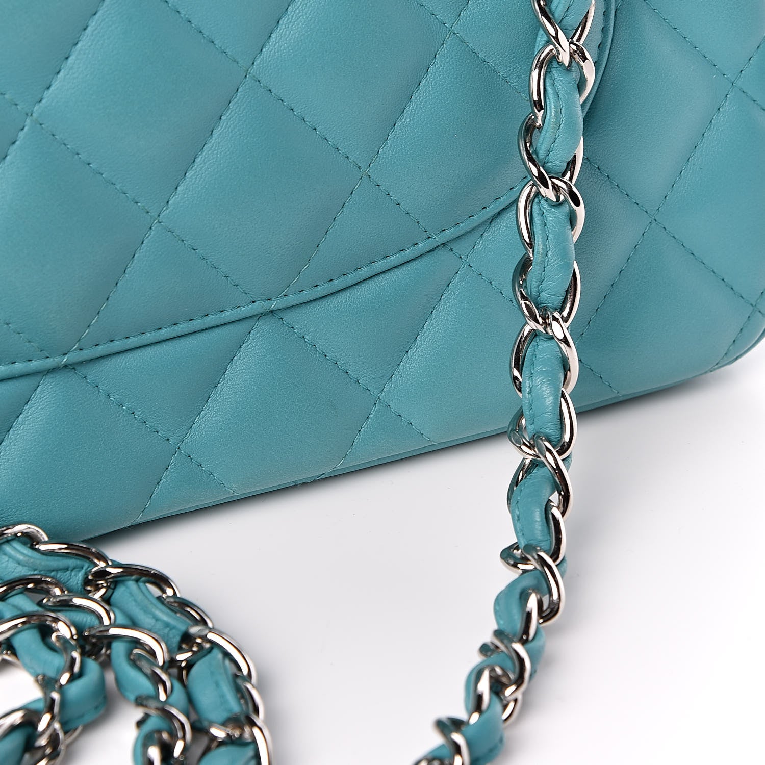 Chanel Lambskin Quilted Jumbo Double Flap Turquoise 13 of 16
