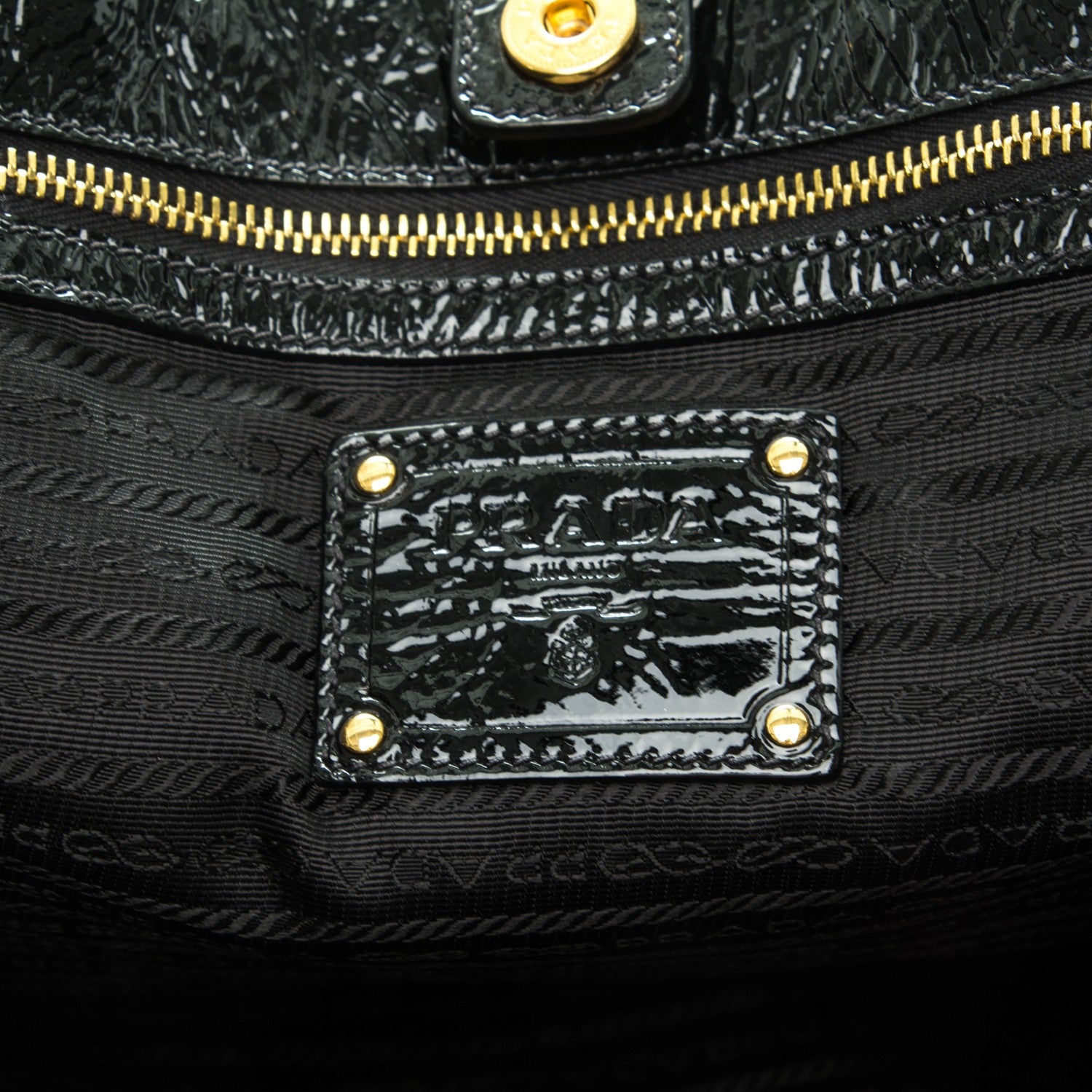 Prada Vernice Naplak Tote Black 6 of 8