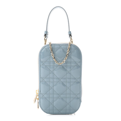 Christian Dior Patent Cannage Lady Dior Phone Holder Cloud Blue 1 of 10