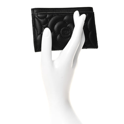 Chanel Caviar Camellia Embossed Card Holder Black 2 of 8