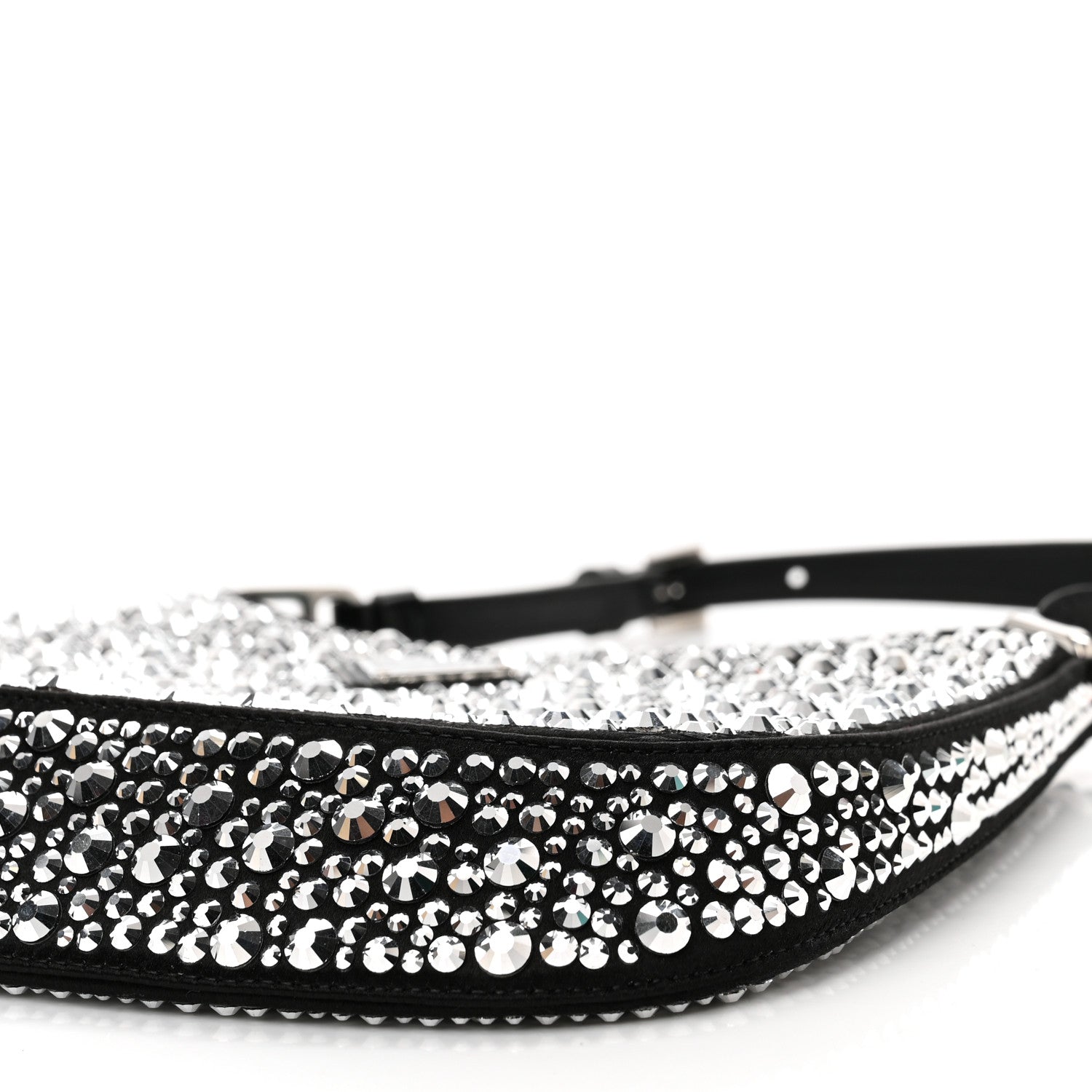 Prada Satin Crystal Cleo Adjustable Strap Shoulder Bag Metal 8 of 8