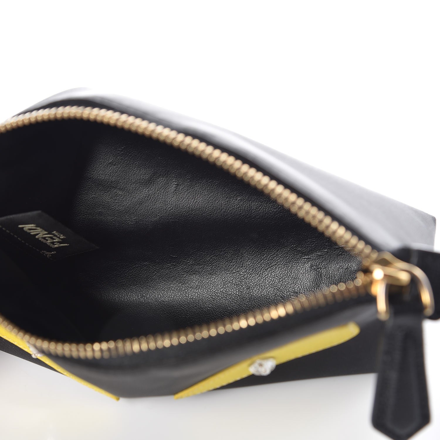 Fendi Nylon Vitello Elite Crystal Eye Monster Large Cosmetic Pouch Black Cedro 5 of 9