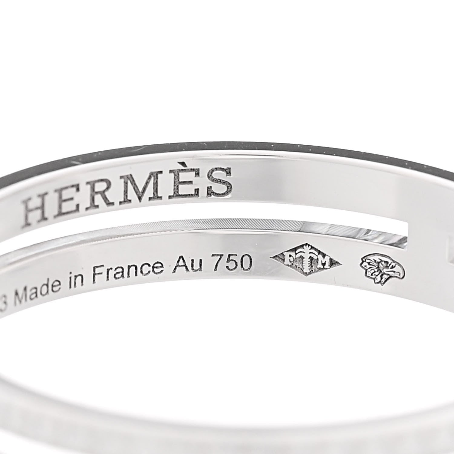 Hermes 18K White Gold Diamond Ariane Wedding Band Ring 53 6.5 6 of 7