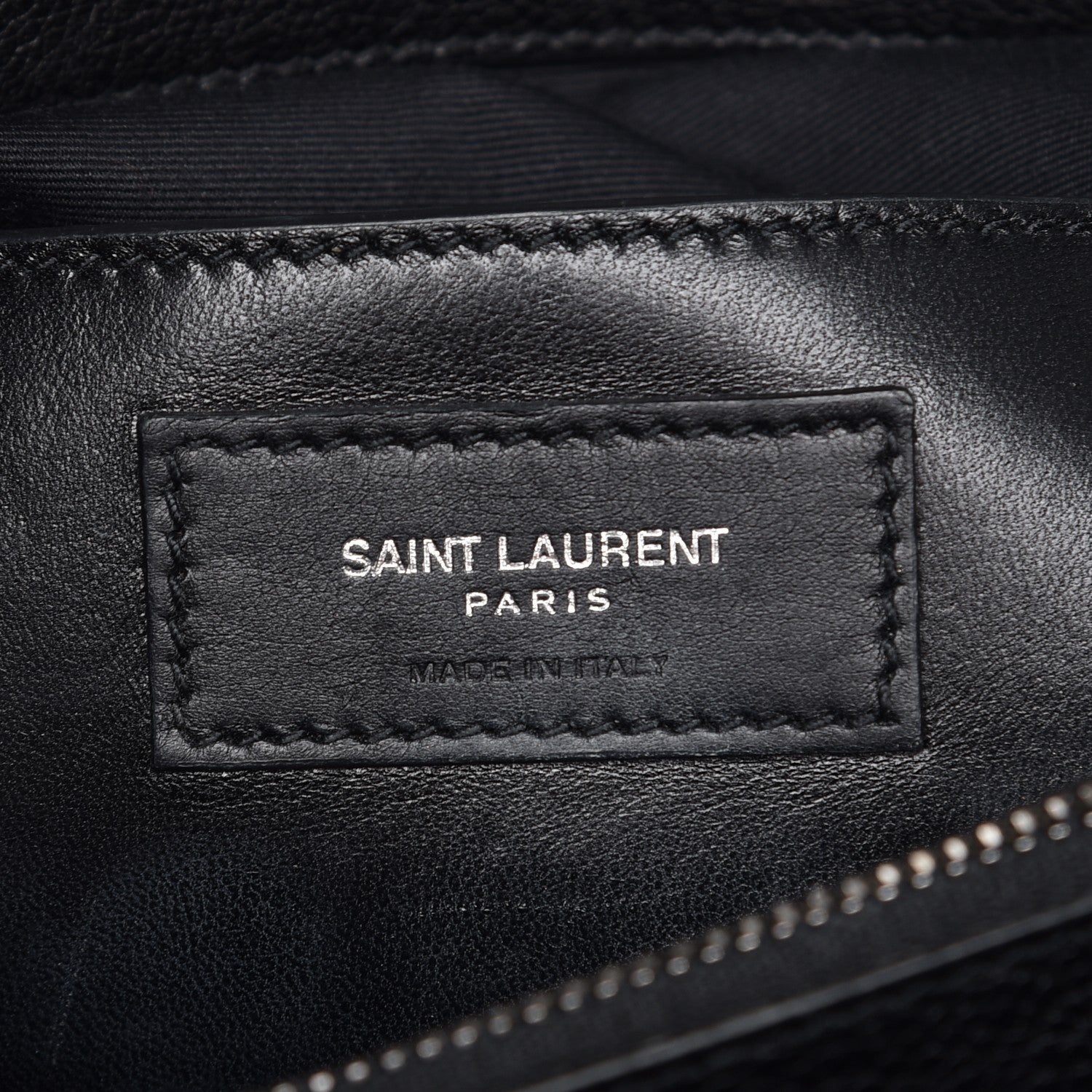 Saint Laurent Calfskin Mixed Matelasse Triquilt Large Monogram Envelope Satchel Black White 6 of 13