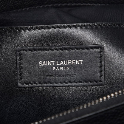 Saint Laurent Calfskin Mixed Matelasse Triquilt Large Monogram Envelope Satchel Black White 6 of 13