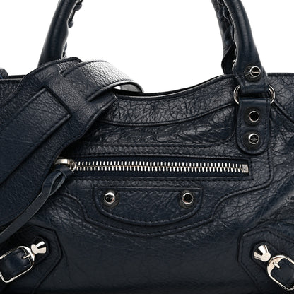 Balenciaga Agneau Classic Silver Hardware Mini City Bleu De Minuit 9 of 11