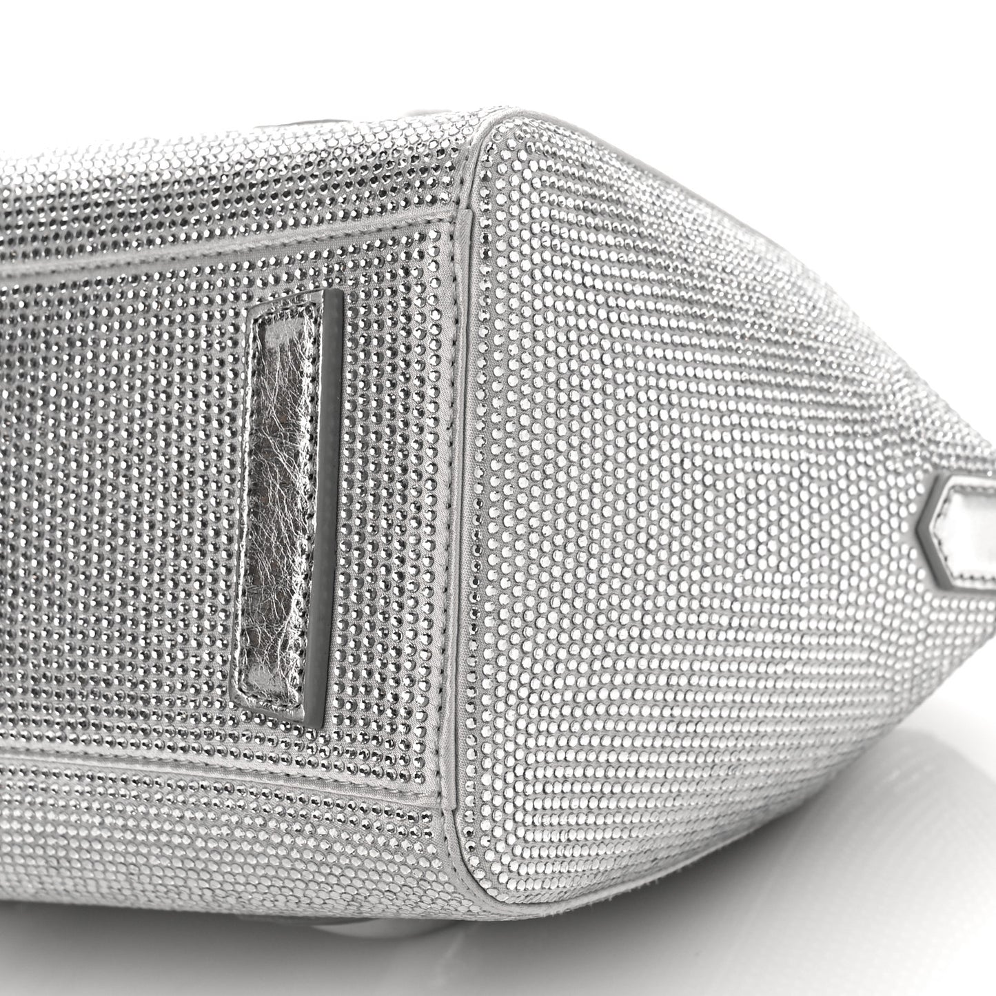 Crystal Embellished Mini Lock Antigona Shoulder Bag Silvery Grey
