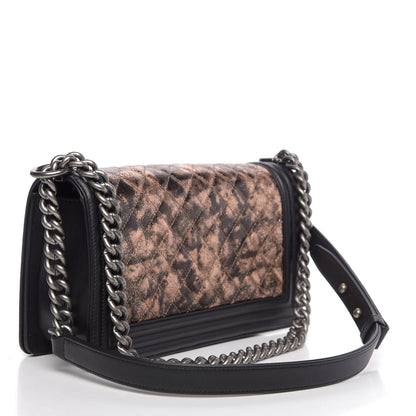 Chanel Metallic Crumpled Goatskin Medium Boy Flap Black Gold 4 of 12