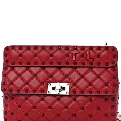 Valentino Garavani Lambskin Monochrome Medium Rockstud Spike Shoulder Bag Red 10 of 10