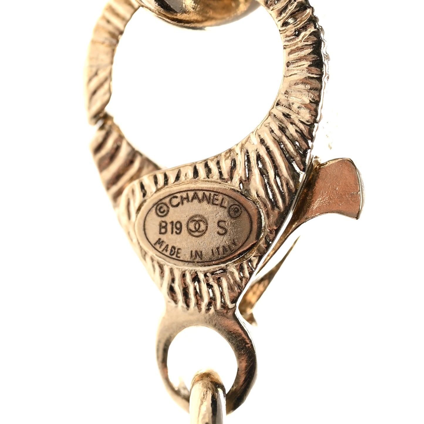 Metal Crystal Cha-Nel Logo Necklace Gold