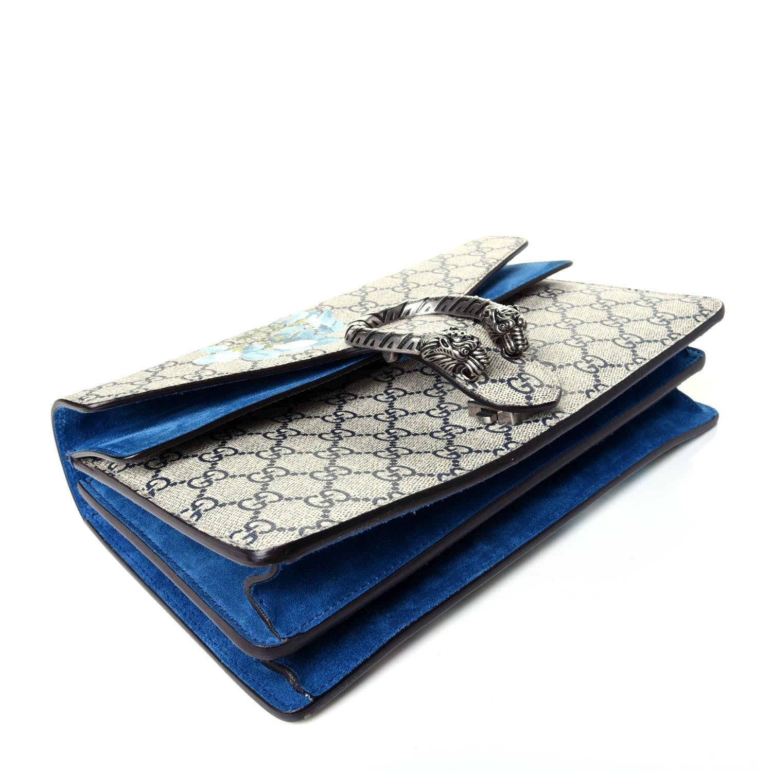 Gucci GG Supreme Monogram Blooms Small Dionysus Shoulder Bag Beige Navy Vintage Blue 4 of 9