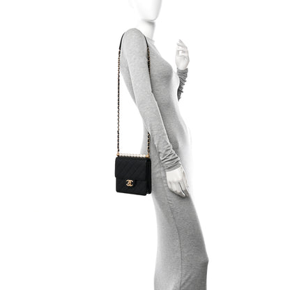 Chanel Lambskin Quilted Chic Pearls Flap Black 2 of 13