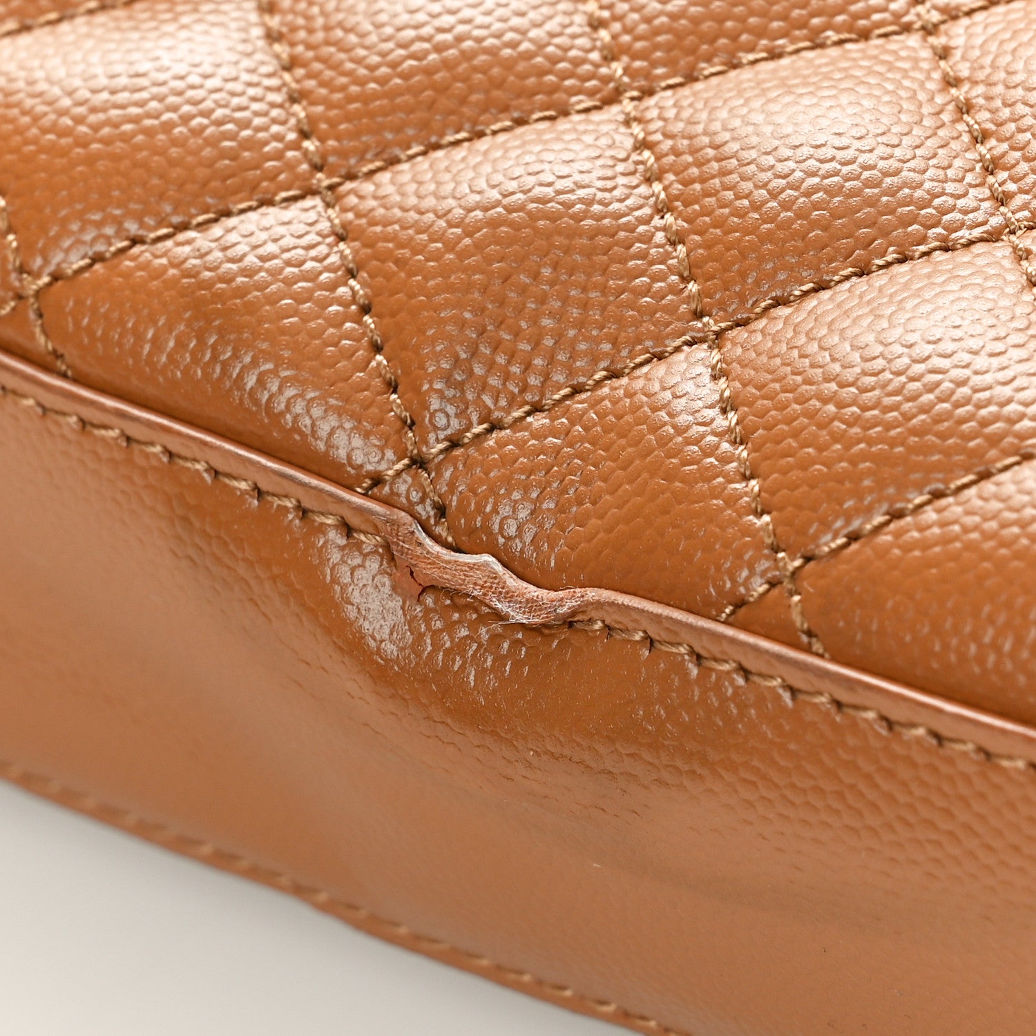 Saint Laurent Grain De Poudre Textured Mixed Matelasse Medium Triquilt Monogram Satchel Dark Cork 9 of 11