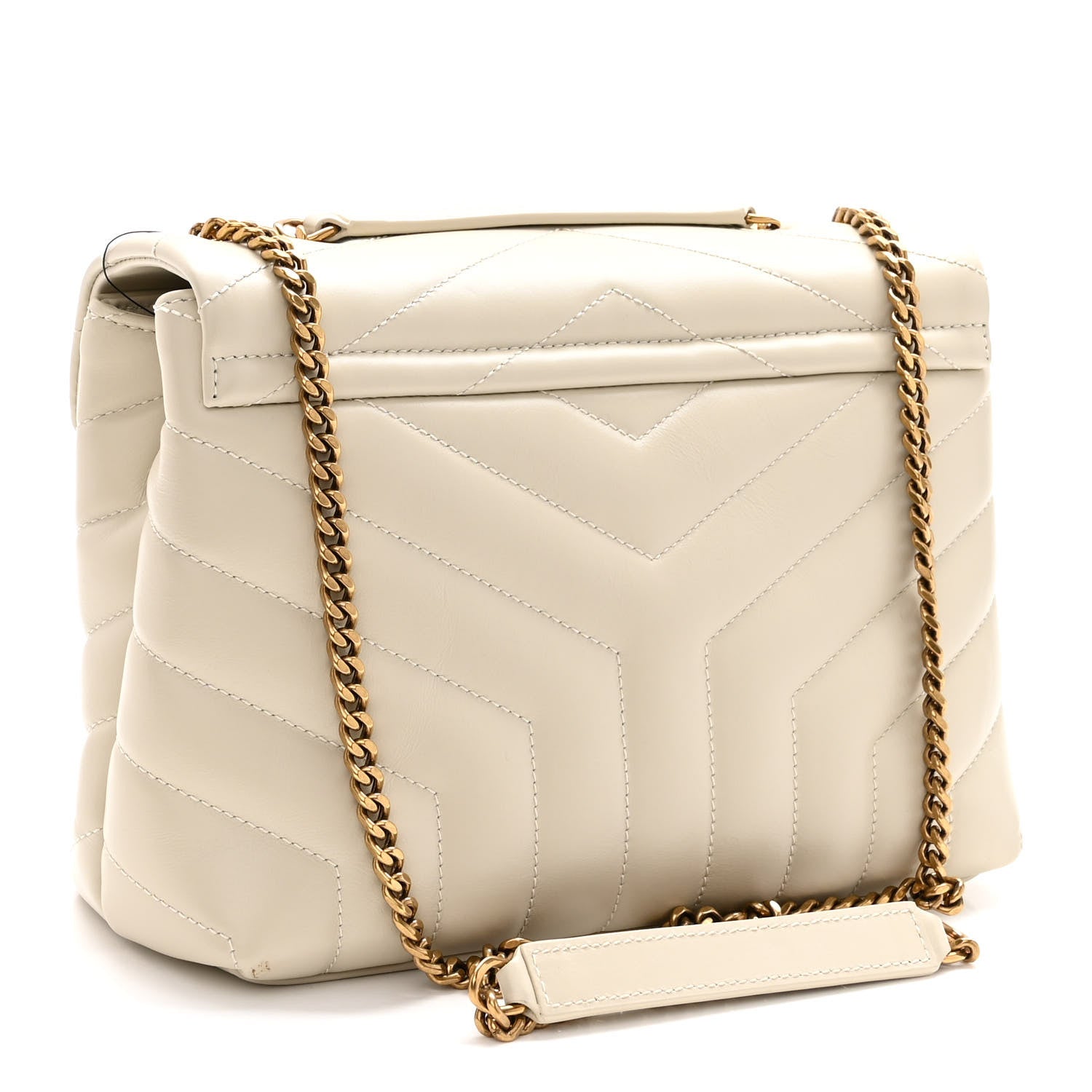 Saint Laurent Calfskin Y Quilted Monogram Small Loulou Chain Satchel Crema Soft 3 of 9