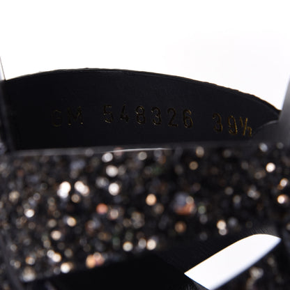 Saint Laurent Glitter Calfskin Ayers Tribute 75 Platform Sandals 39.5 Midnight 9 of 10