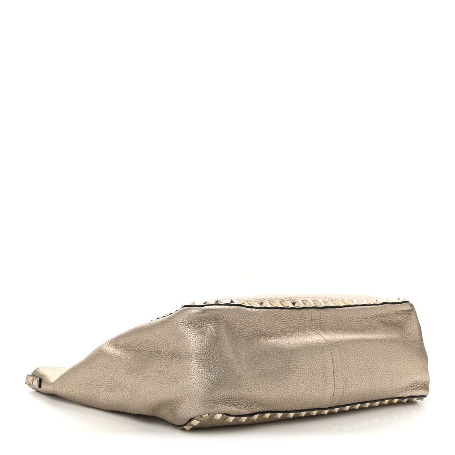 Valentino Garavani Metallic Grained Calfskin Medium Rockstud Reversible Tote Skin Sasso 4 of 12