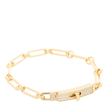 Hermes 18K Yellow Gold Diamond Pave PM Kelly Chaine Bracelet ST 2 of 5