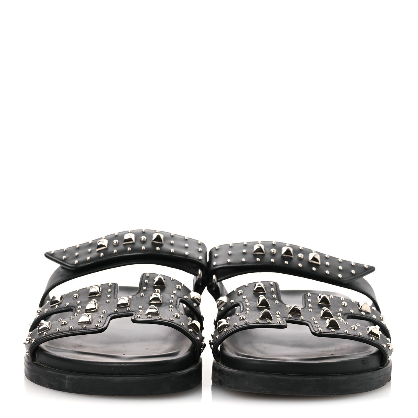 Calfskin Medor Studded Womens Chypre Sandals 38.5 Black