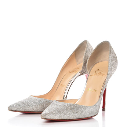 Christian Louboutin Glitter Mini Specchio Iriza 100 Pumps 38 Ivory Havana Beige 3 of 11
