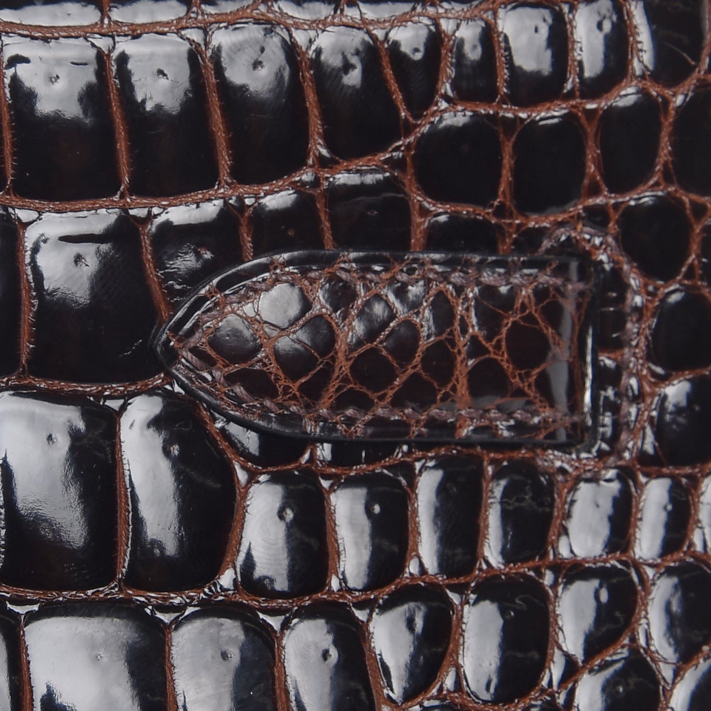 Shiny Porosus Crocodile Kelly Sellier 35 Havane