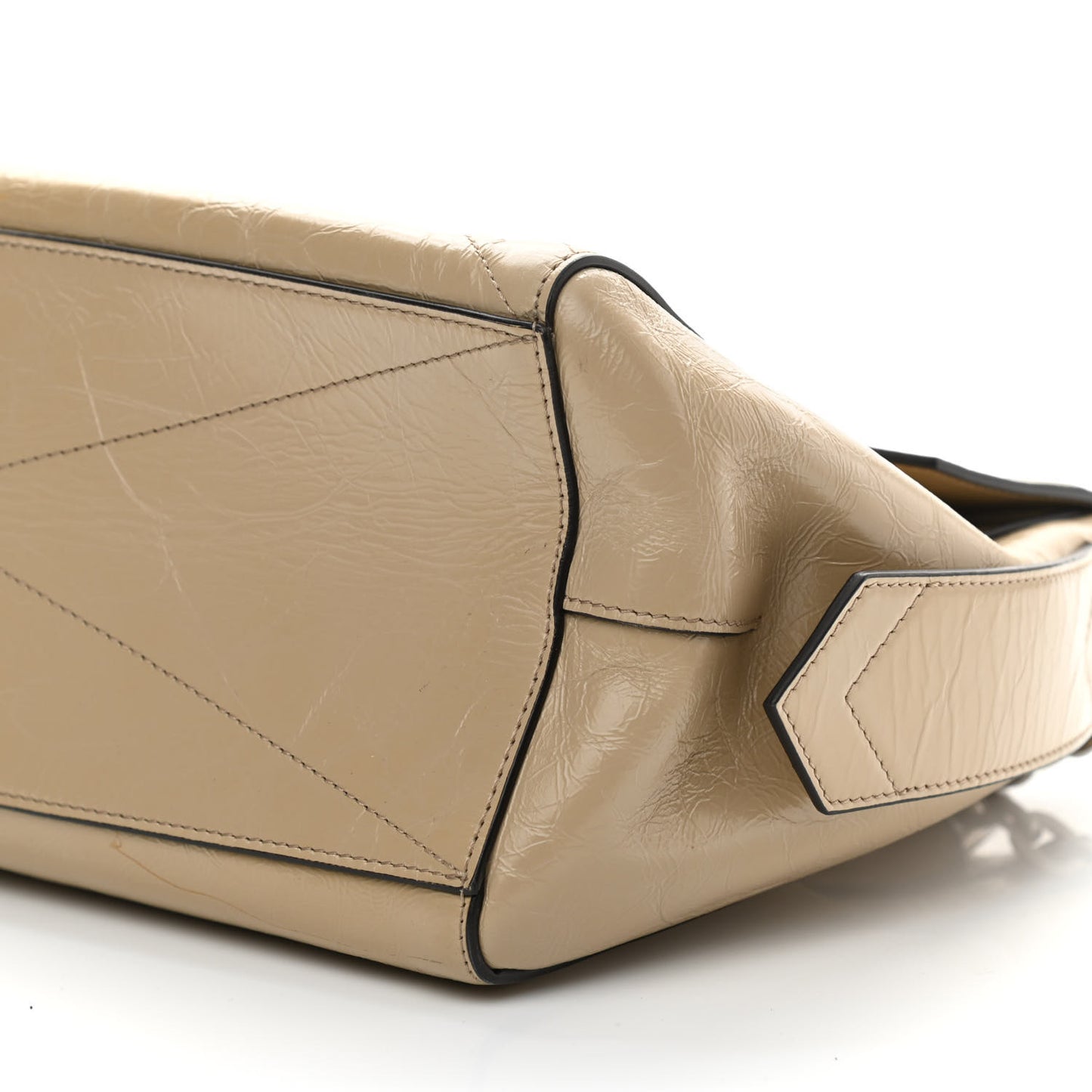 Creased Patent Calfskin Medium ID Flap Beige