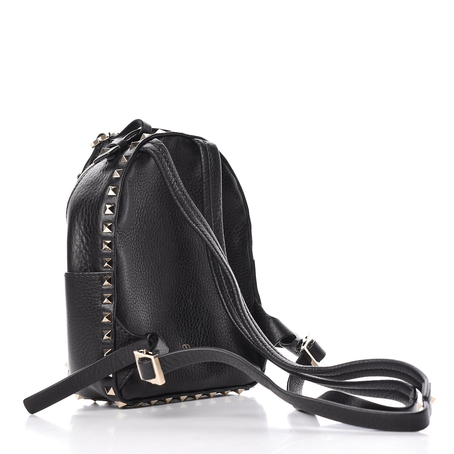 Pebbled Calfskin Mini Rockstud Backpack Black