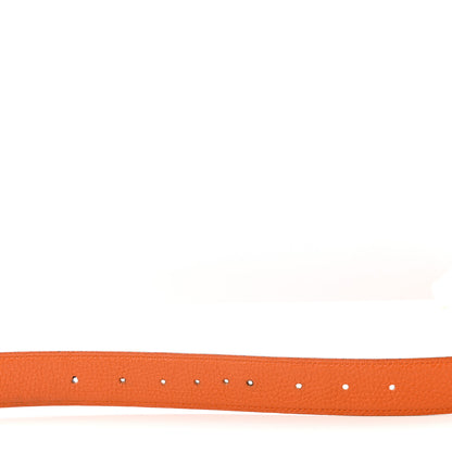 Hermes Togo Box 32mm H Belt 85 34 Orange Chocolate 6 of 17