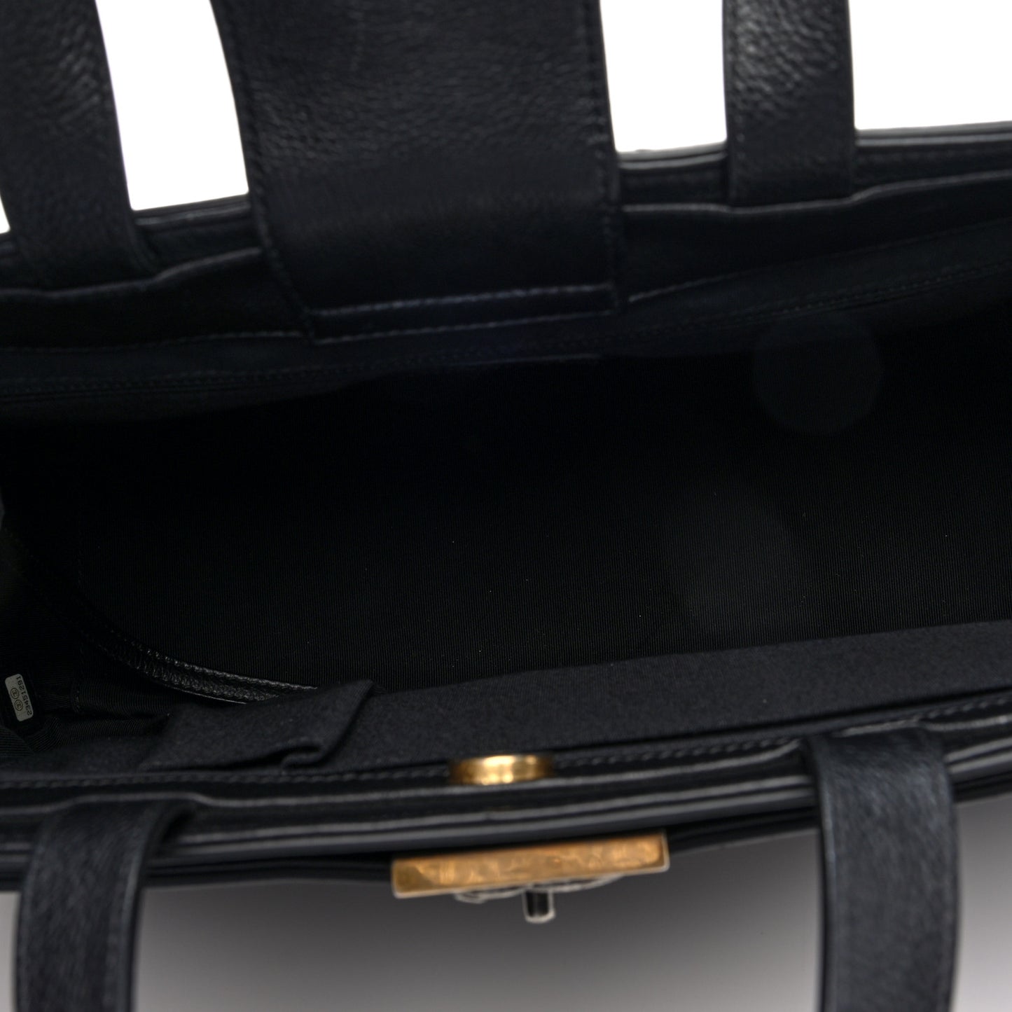 Calfskin Stitched Large Straight Lines Shopping Tote Black