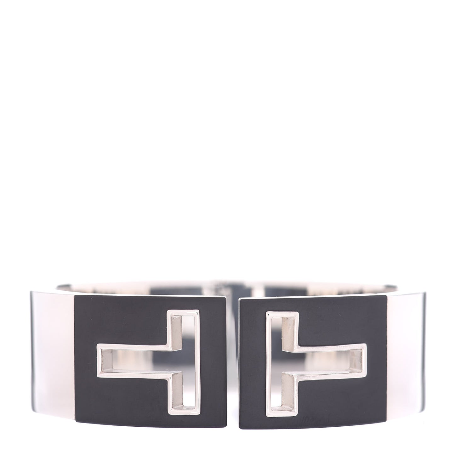 Sterling Silver Black Ceramic T Cutout Cuff Bracelet