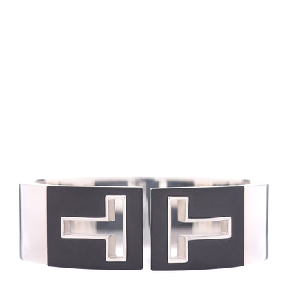 Tiffany Sterling Silver Black Ceramic T Cutout Cuff Bracelet 1 of 4