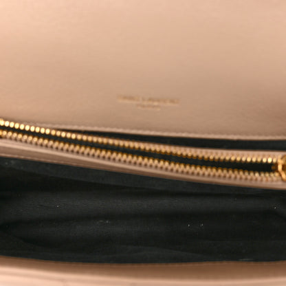 Saint Laurent Sheepskin Matelasse Chevron Monogram Medium College Bag Dark Beige 5 of 9
