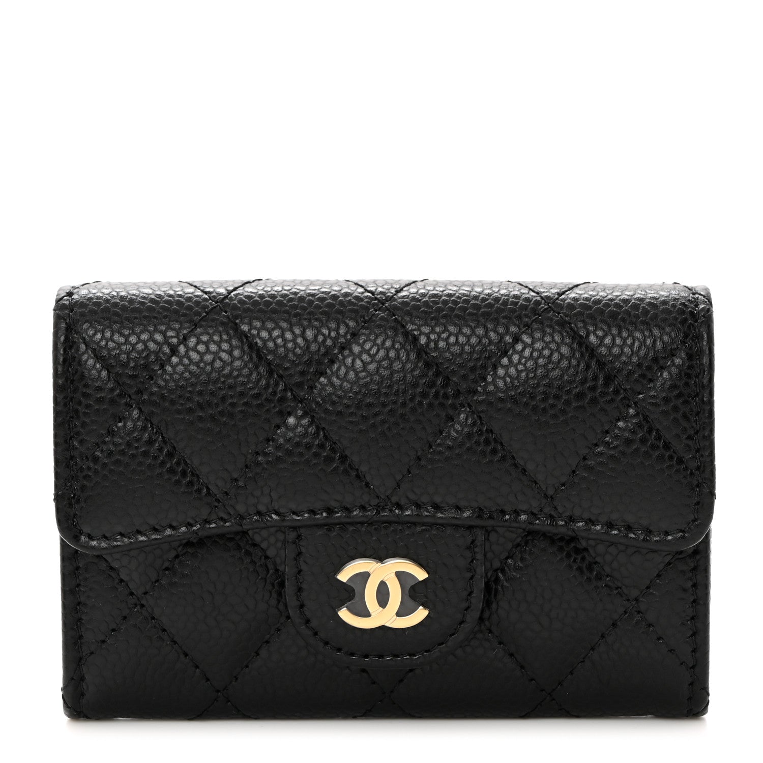 Chanel Caviar Quilted Flap Card Holder Wallet Black 1 of 8