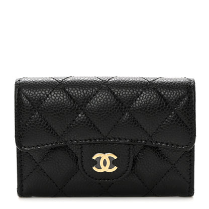 Chanel Caviar Quilted Flap Card Holder Wallet Black 1 of 8