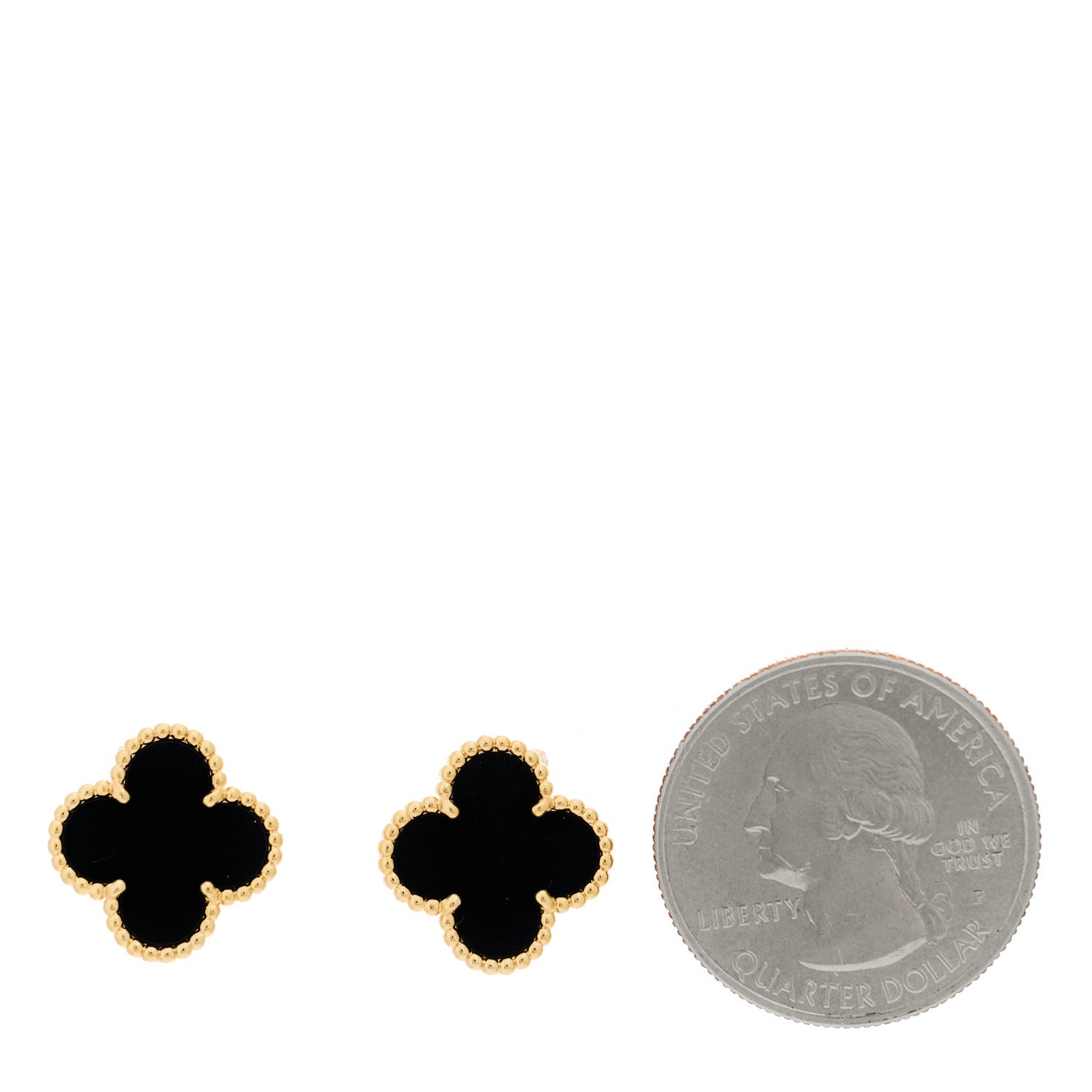 Van Cleef & Arpels 18K Yellow Gold Black Onyx Vintage Alhambra Earrings 2 of 5