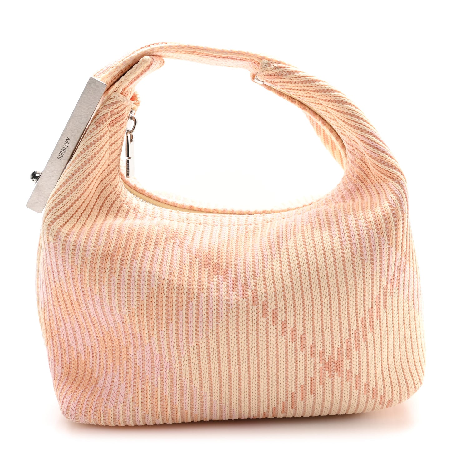 Canvas Knitted Check Mini Peg Duffle Bag Sherbert