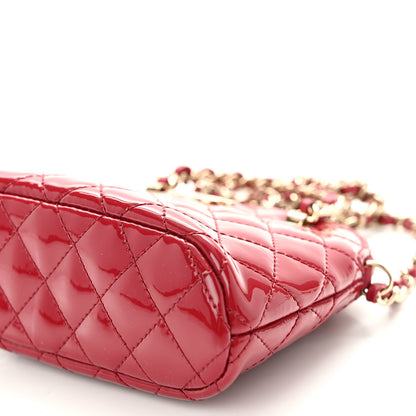 Chanel Patent Calfskin Quilted Shiny Coco Clutch With Chain Red 10 of 10
