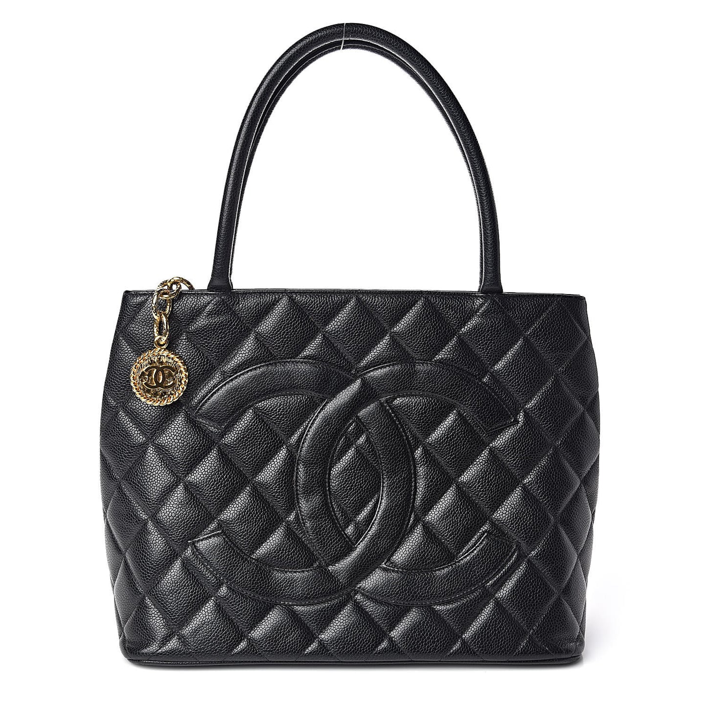 Caviar Quilted Medallion Tote Black