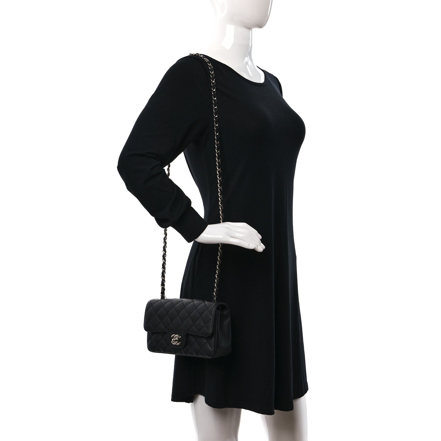 Caviar Quilted Mini Rectangular Flap Black