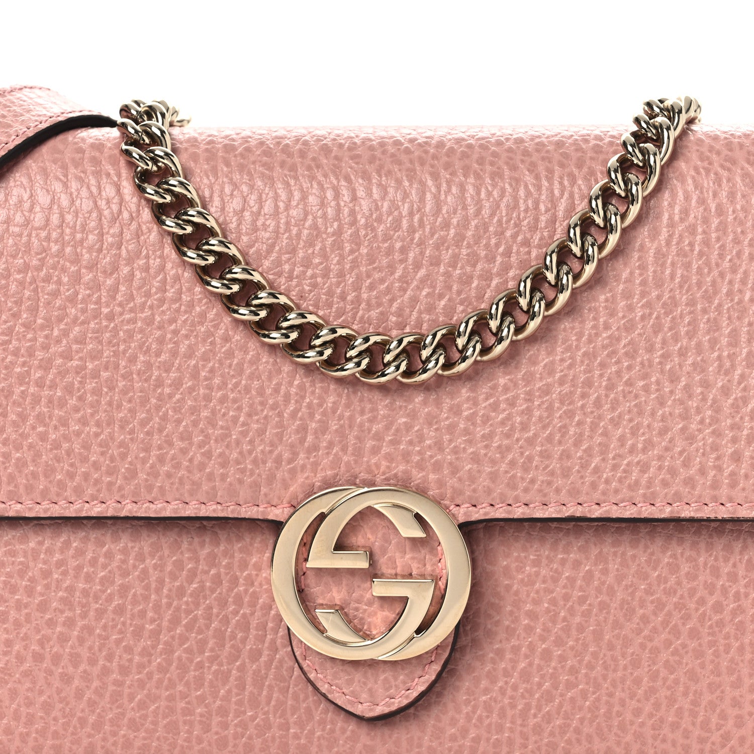 Gucci Dollar Calfskin Interlocking G Chain Wallet Soft Pink 8 of 14