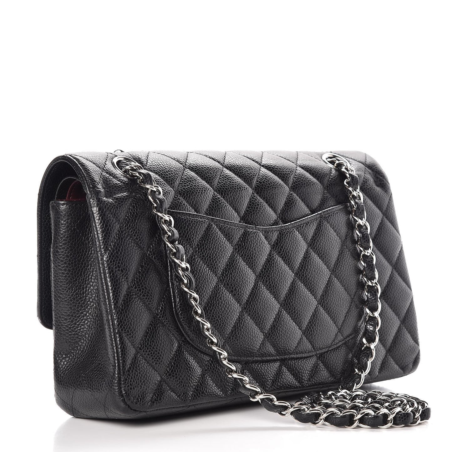 Caviar Quilted Medium Double Flap Black